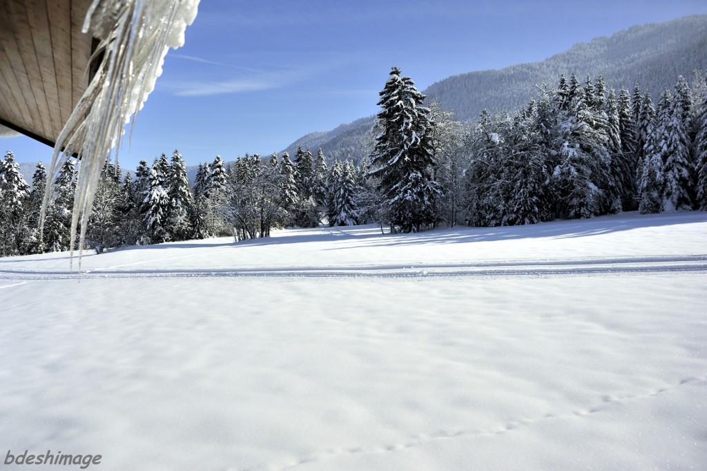 Paysage de neige au Bourget en Huile